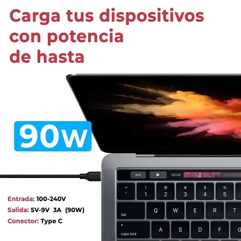 Carregador Compatível USB Tipo-C 90W - 5V-3A / 9V-3A thumbnail 3