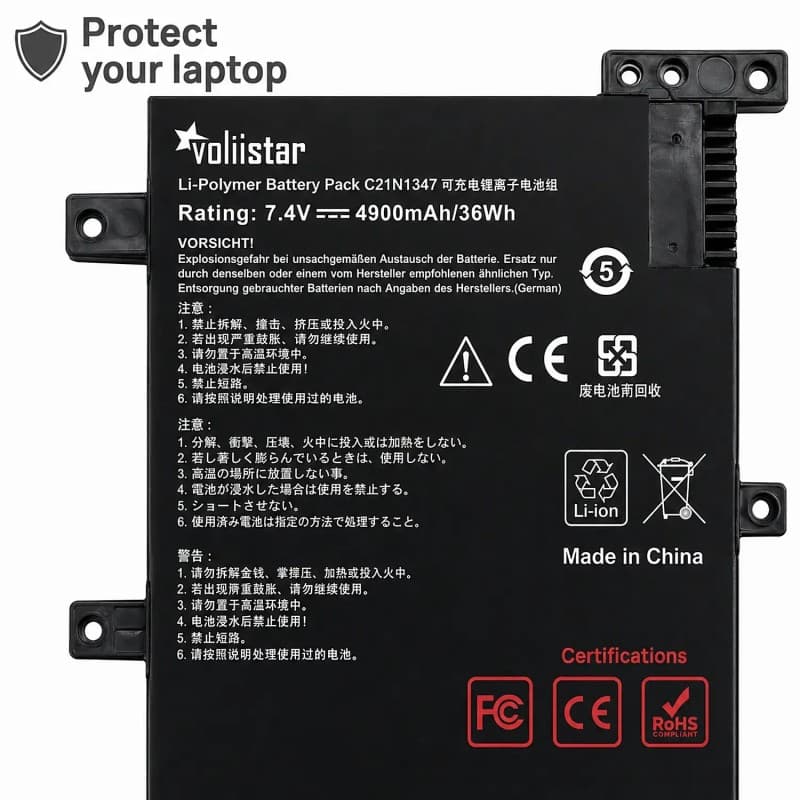 Bateria para Portátil Asus A556UR-DM257D A556UV F555D - Voltistar thumbnail 5