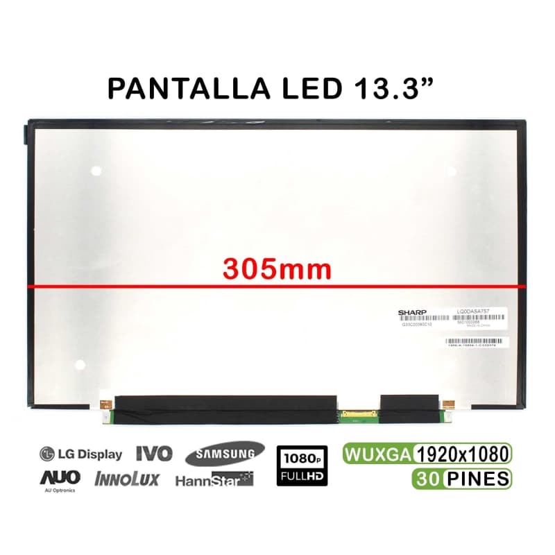Ecrã LED 13.3" FHD Sharp LQ133M1JW02A para Portátil - 30 Pinos — image 1