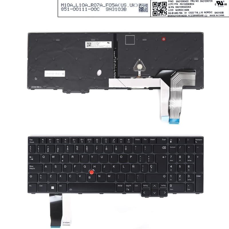 Teclado Retroiluminado para Lenovo L15 GEN3 T16 P16S GEN1 - Original — image 1