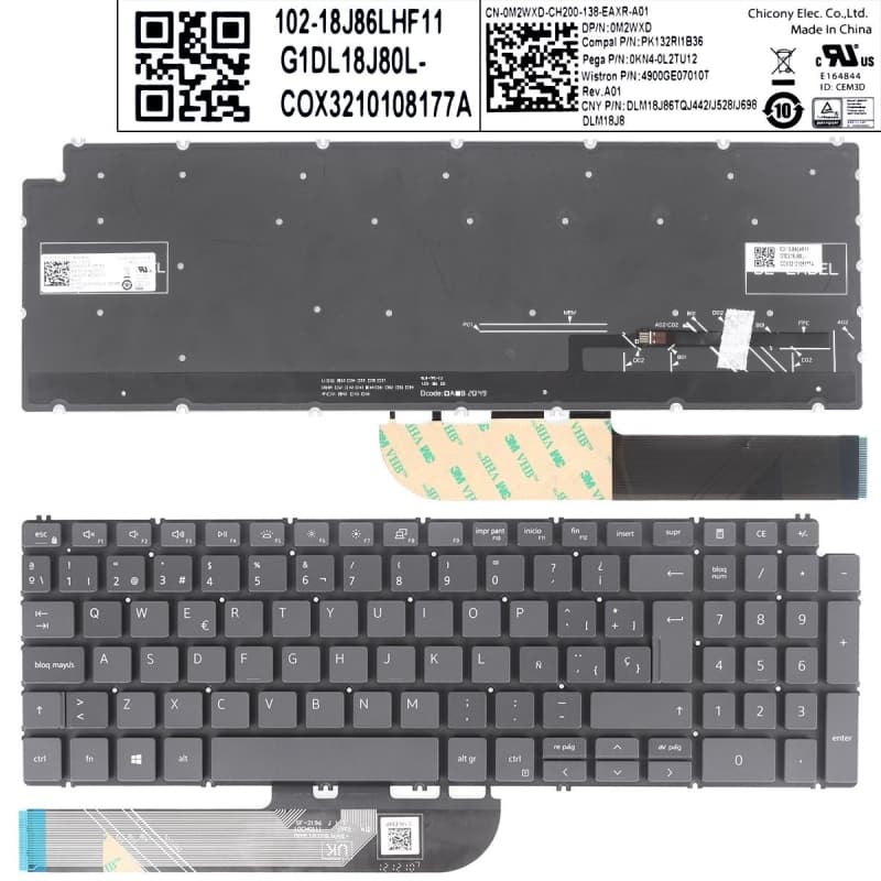 Teclado Retroiluminado para Dell 7591 7590 P83F 5580 5584 5593 5598 Cinzento — image 1