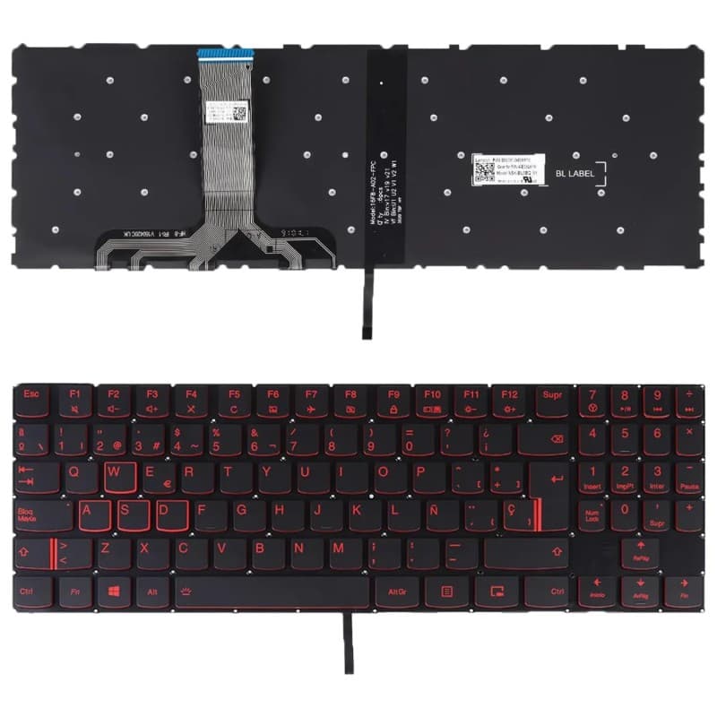 Teclado Retroiluminado em Vermelho para Lenovo Legion Y520 - Preto — image 1