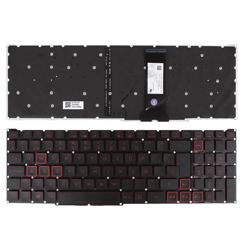 Teclado para Portátil Acer Nitro 4 e 5 AN515-54 AN515-43 AN517-51 AN715-51 Negro e Vermelho — image 1
