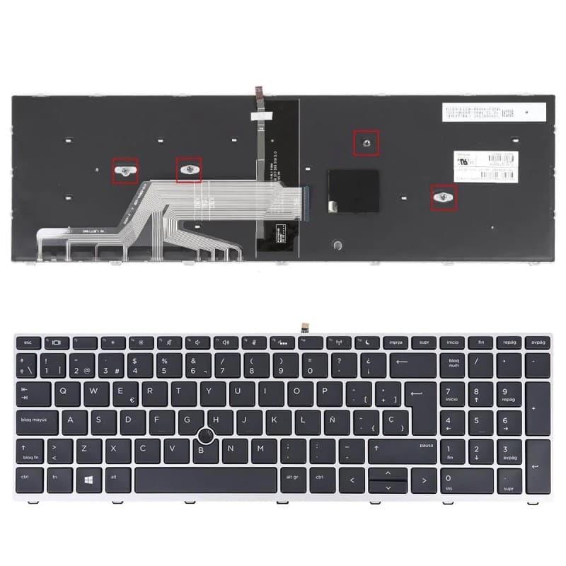 Teclado Retroiluminado para Portátil HP ProBook 450 G5 455 G5 470 G5 Prateado — image 1
