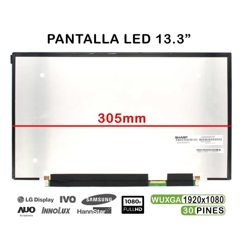 Ecrã LED 13.3" Sharp LQ133M1JW02A FHD 30 Pinos para Portátil — image 1