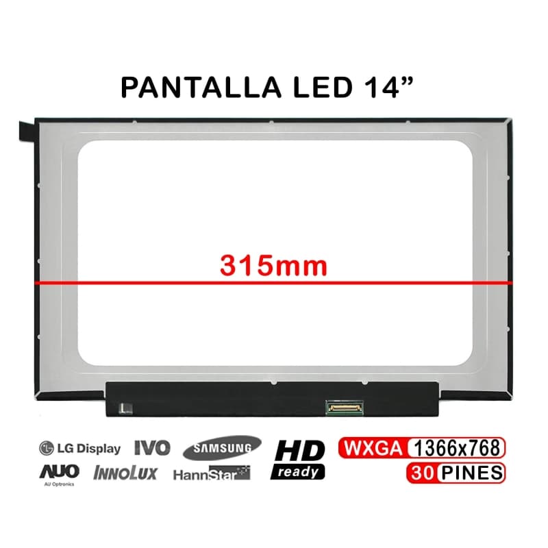 Ecrã LED Brilho 14" WXGA N140BGA-EA4 NT140WHM-N44 - 315mm — image 1