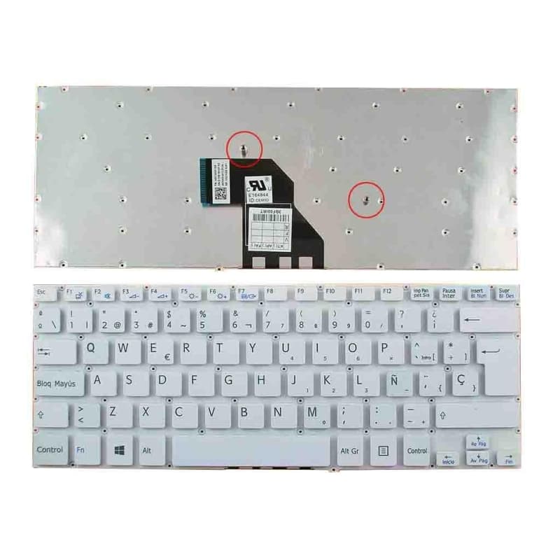 Teclado para Portátil Sony VAIO SVF 14 Branco Sem Moldura Windows 8 — image 1