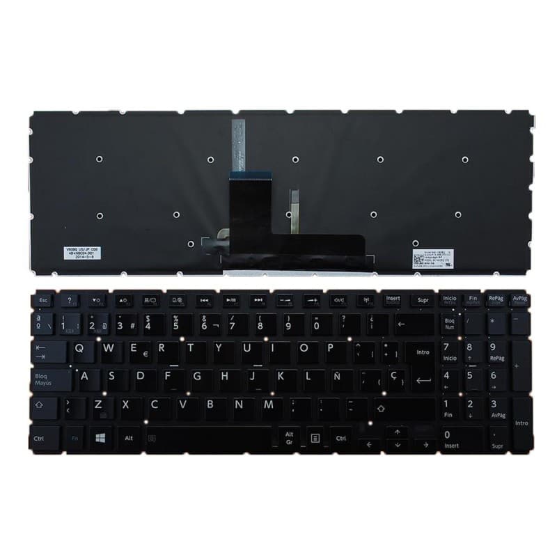 TECLADO RETROILUMINADO PARA PORTÁTIL TOSHIBA SATELLITE L50-B BRILLANTE SIN MARCO — image 1