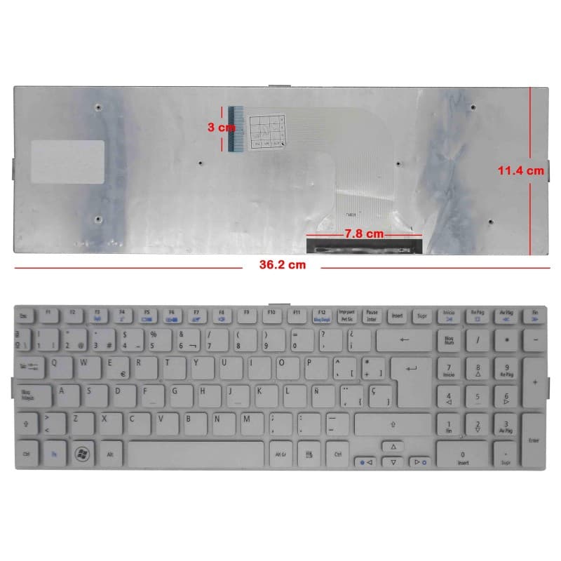 Teclado para Portátil Acer Aspire 5943 5943G 5950G 8943 8943G 8950G KBI170A194 Prateado — image 1