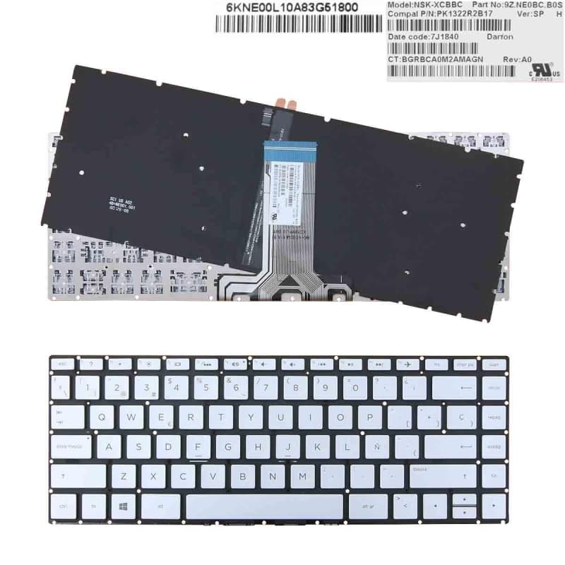 Teclado Retroiluminado para HP Pavilion 14-BS 14-BS000 14-BS100 14-BS500 Prata — image 1