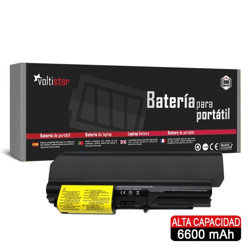 Bateria Voltistar para Lenovo ThinkPad T400 R400 R61 T61 6600mAh — image 1